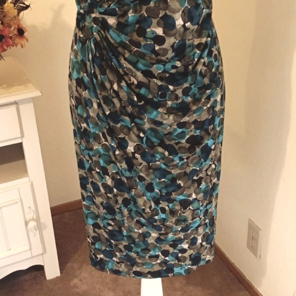 Connected Apparel Woman Soft Knit Dress.Bubbles. Draped Front. - Picture 3 of 11